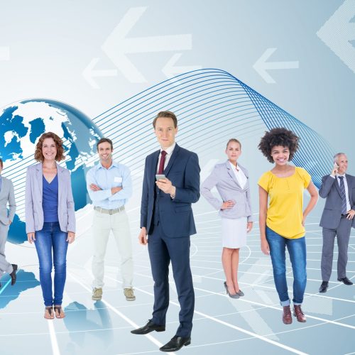 global-map-executives-businessman-computer-graphic